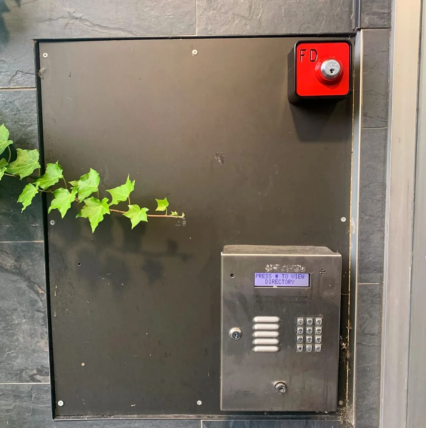 Building entry panel with key switch after commercial locksmith work in Las Vegas