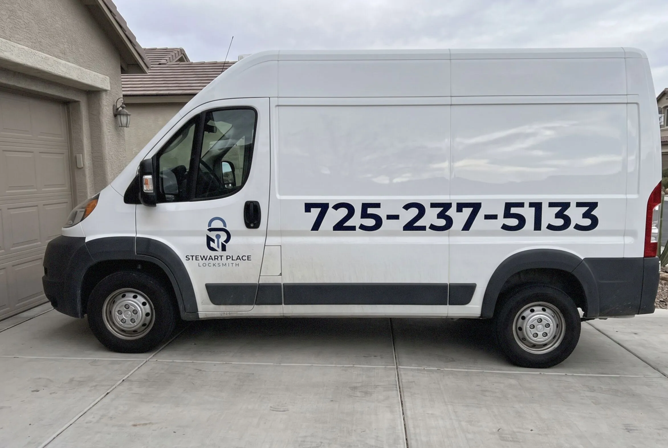 Stewart Place Locksmith service van at a home for emergency lockout service in Las Vegas